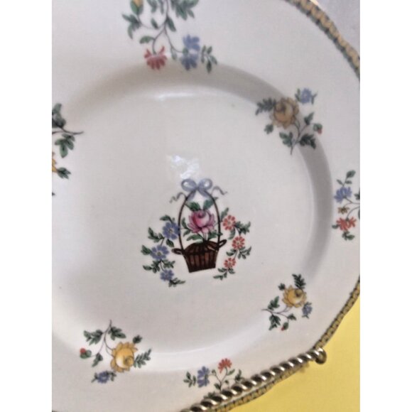 Vintage Aynsley Trio Set Cup, Saucer and Breakfast Plate Flower Basket 1920's - Picture 5 of 16